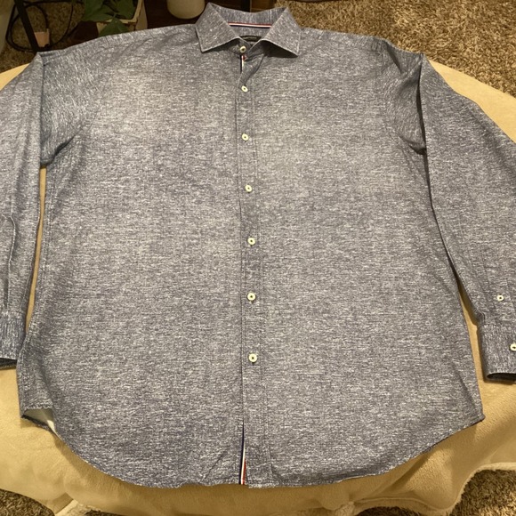 BUGATCHI Classic Fit Men's Button-Down Shirt in NAVY Size Estimate Large, no tag - Picture 4 of 6